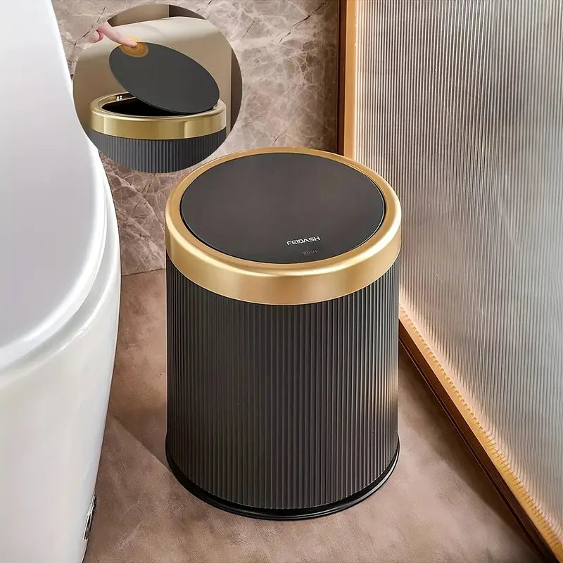 High-Capacity Luxury Press-Style Kitchen Trash Bin