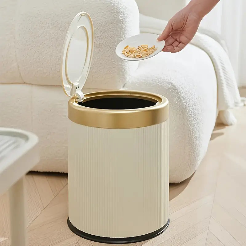 High-Capacity Luxury Press-Style Kitchen Trash Bin