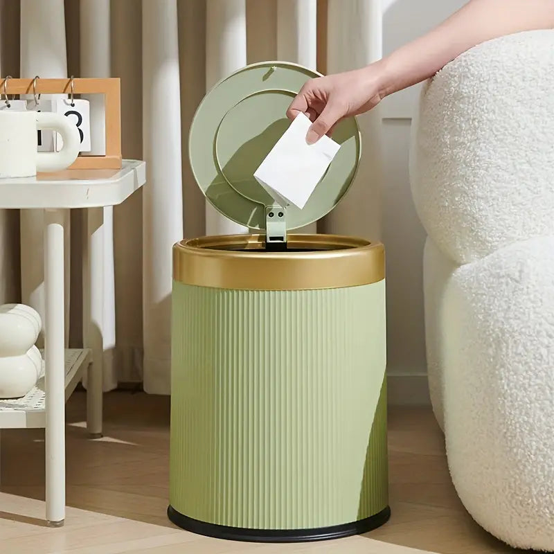 High-Capacity Luxury Press-Style Kitchen Trash Bin